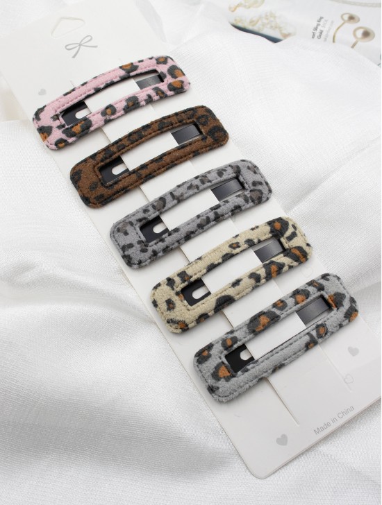 Leopard Print Hair Clips (5pcs)